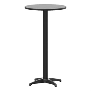 23.25&quot Round Aluminum Indoor-Outdoor Bar Height Table with Flip-Up Table - Black