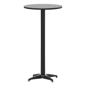 Indoor/Outdoor 23.5&quot Round Aluminum Bar Height Table with Cross Base - Black