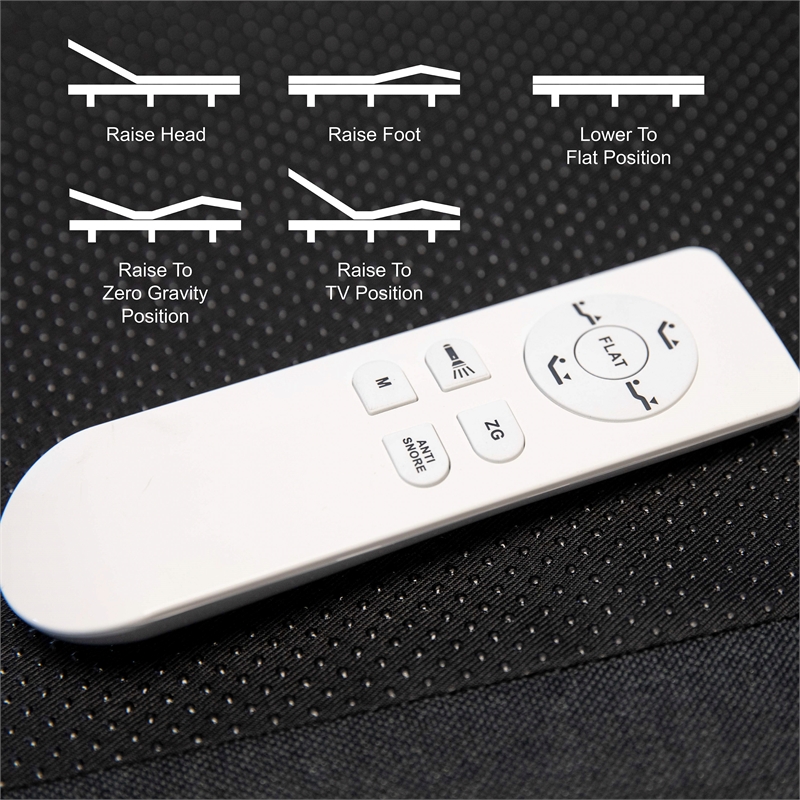 Anti-skid Black Upholstered Adjustable Bed Base with Wireless Remote-Twin XL