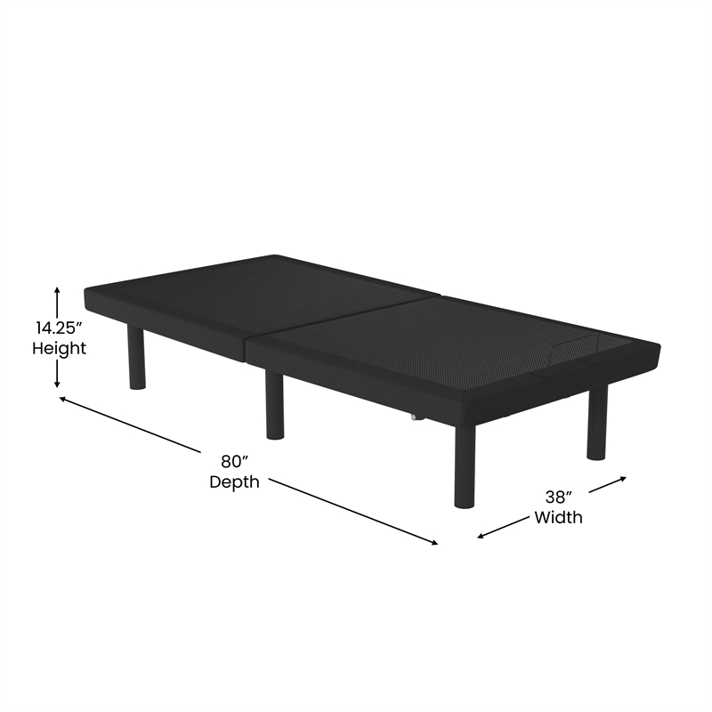 Anti-skid Black Upholstered Adjustable Bed Base with Wireless Remote-Twin XL