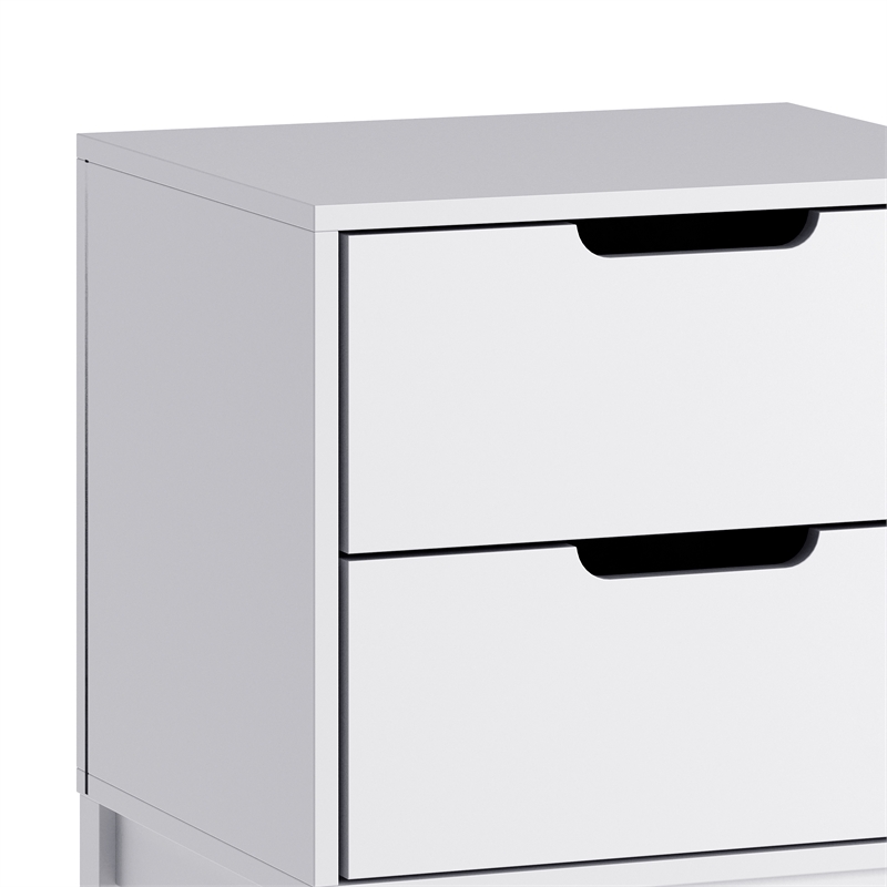 Wooden Night Stand for Kids Bedroom with 2 Storage Drawers in White
