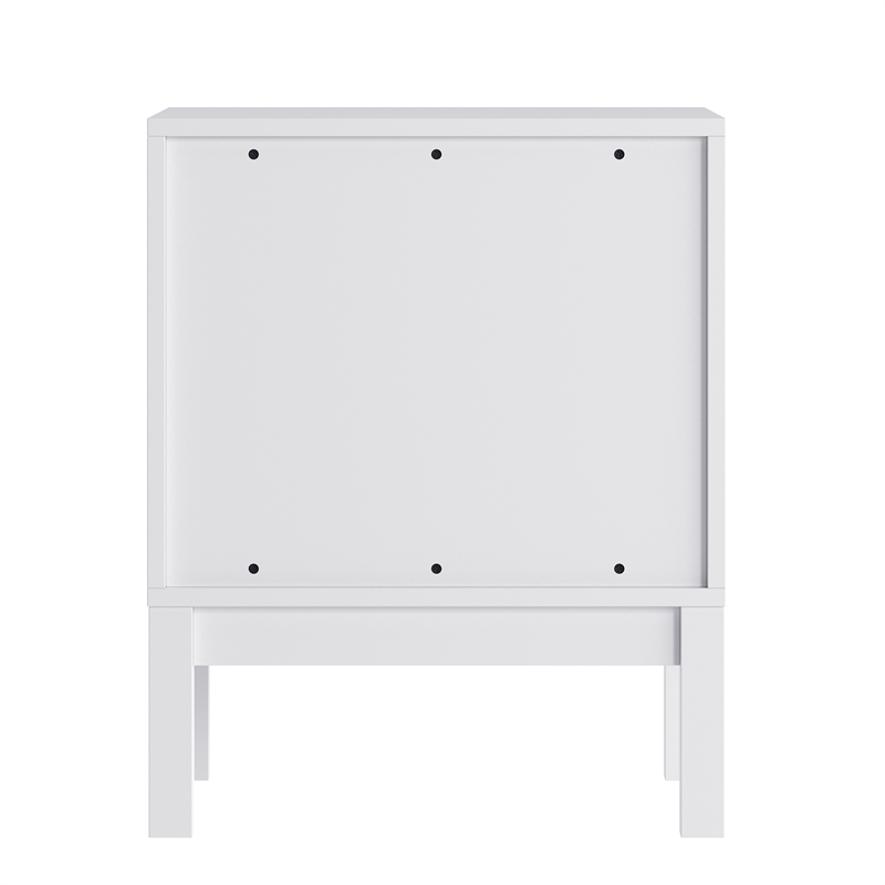 Wooden Night Stand for Kids Bedroom with 2 Storage Drawers in White