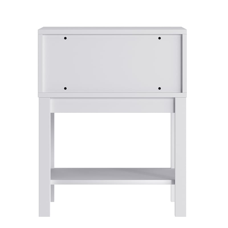 Wooden Night Stand for Kids Bedroom with Storage Drawer and Shelf in White