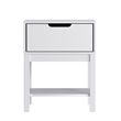 Wooden Night Stand for Kids Bedroom with Storage Drawer and Shelf in White