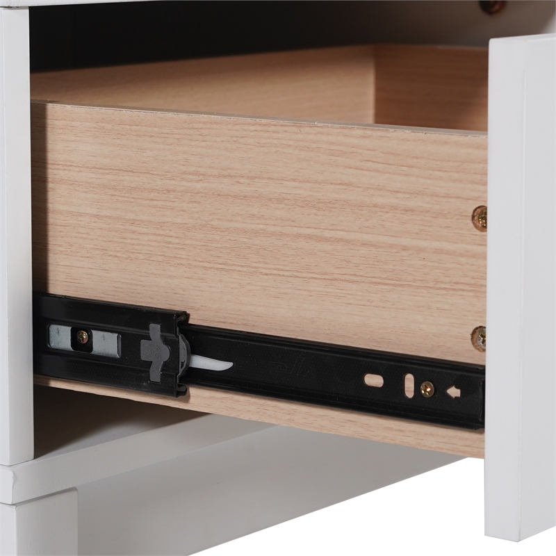 Wooden Night Stand for Kids Bedroom with Storage Drawer and Shelf in White