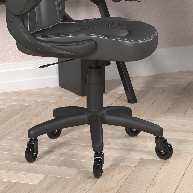 Office Gaming Chair with Skater Wheels & Flip Up Arms - Black LeatherSoft
