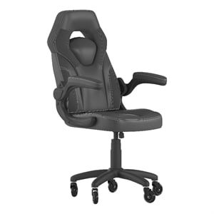 Office Gaming Chair with Skater Wheels & Flip Up Arms - Black LeatherSoft