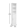 Modern Freestanding Linen Tower with Shelves and Magnetic Close Door - White