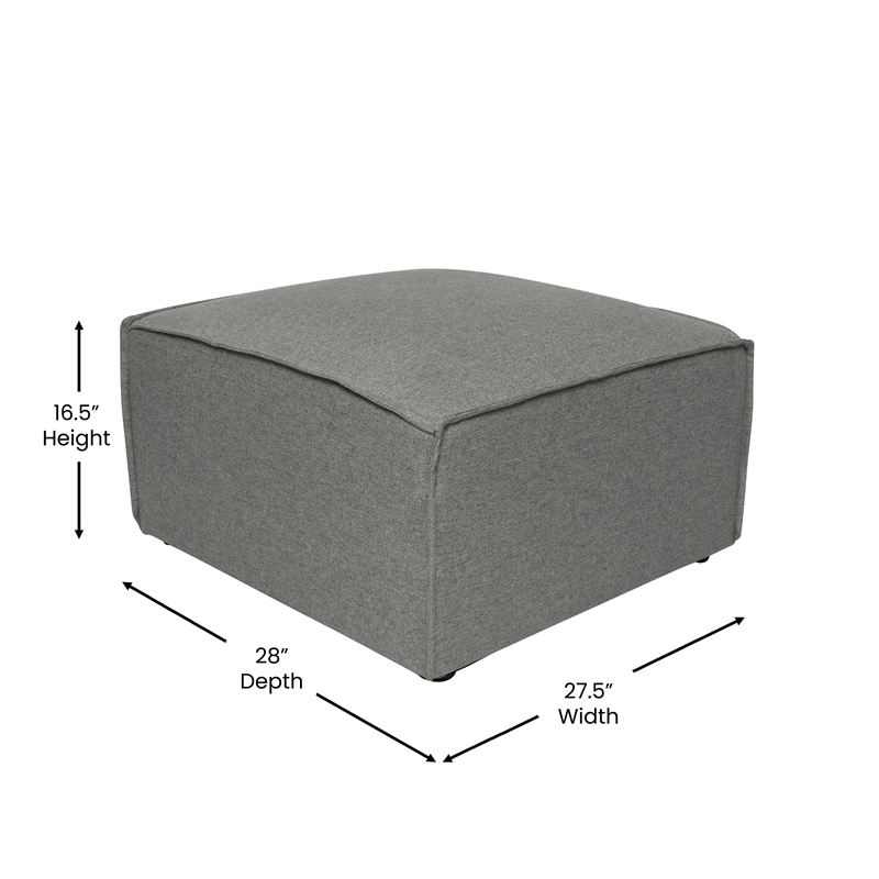 Contemporary Modular Sectional Sofa Ottoman in Dark Gray Fabric