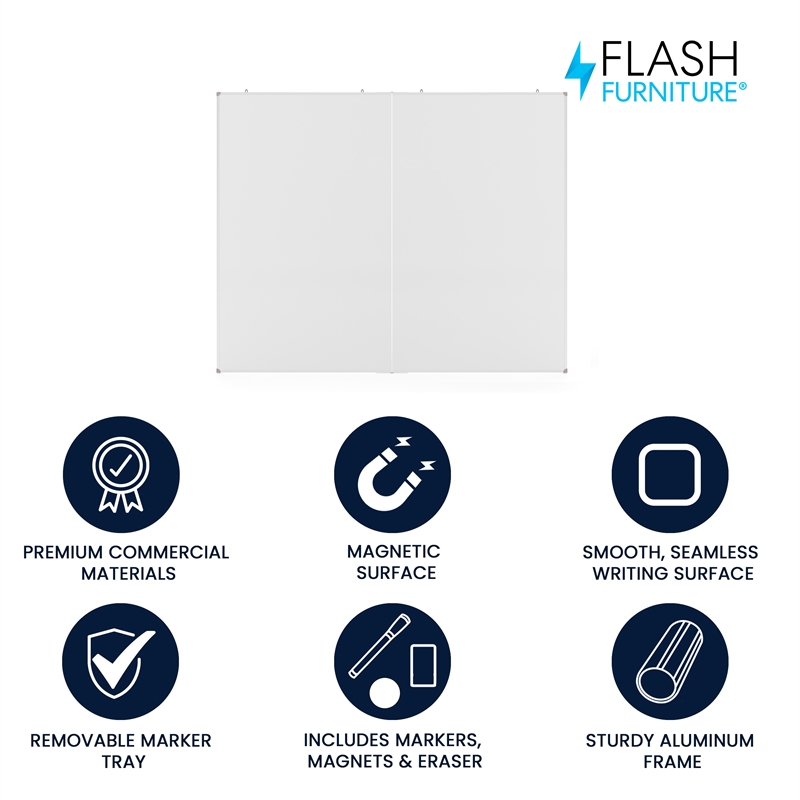 60x48 Aluminum Magnetic Dry Erase Board with Wall Mount Marker Tray