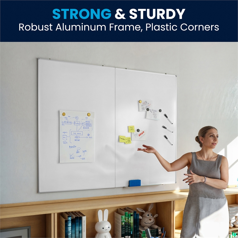 60x48 Aluminum Magnetic Dry Erase Board with Wall Mount Marker Tray