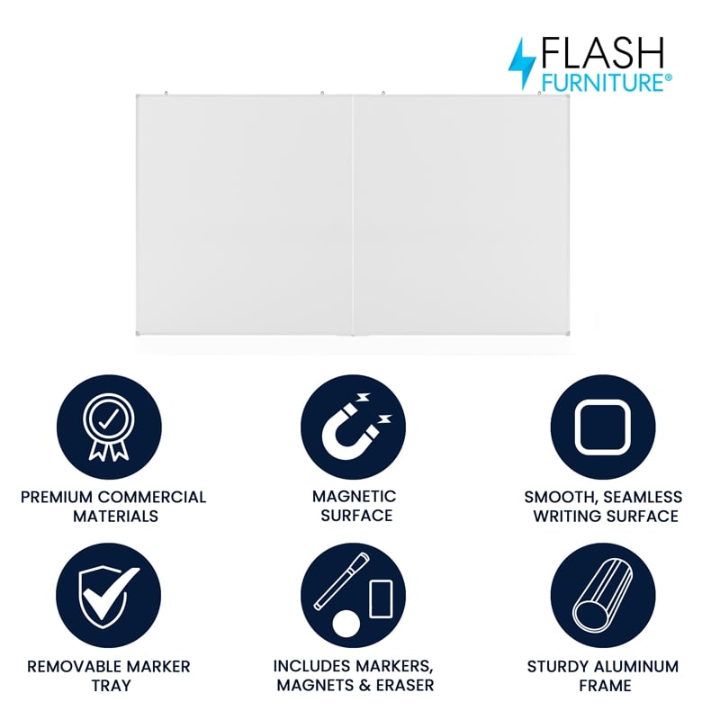 72x40 Aluminum Magnetic Dry Erase Board with Wall Mount Marker Tray