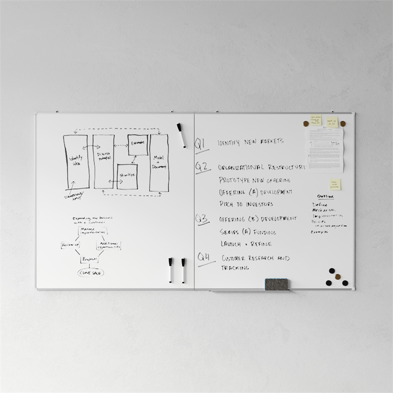 72x40 Aluminum Magnetic Dry Erase Board with Wall Mount Marker Tray