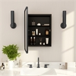 Recessed Bathroom Medicine Cabinet with Beveled Mirror in Black - 16x24