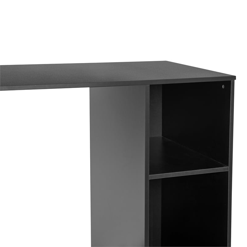 Space-Saving Mini Fridge Organizer Shelf with Cubby Storage in Black
