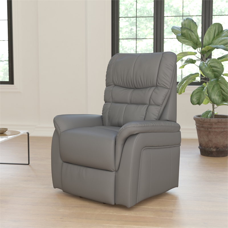 Gray LeatherSoft Remote Powered Lift Recliner for Elderly - Medical Furniture