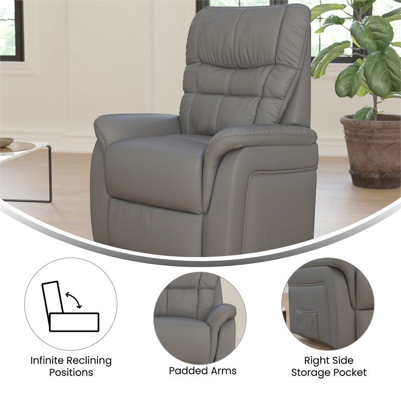 Gray LeatherSoft Remote Powered Lift Recliner for Elderly - Medical Furniture