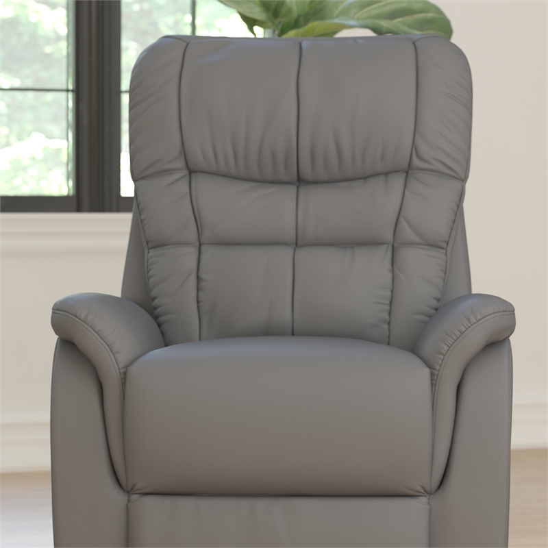 Gray LeatherSoft Remote Powered Lift Recliner for Elderly - Medical Furniture