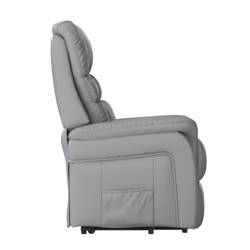 Gray LeatherSoft Remote Powered Lift Recliner for Elderly - Medical Furniture