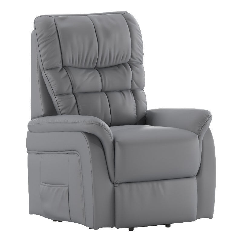 Gray LeatherSoft Remote Powered Lift Recliner for Elderly - Medical Furniture