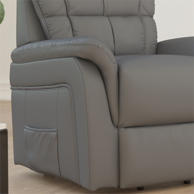 Gray LeatherSoft Remote Powered Lift Recliner for Elderly - Medical Furniture