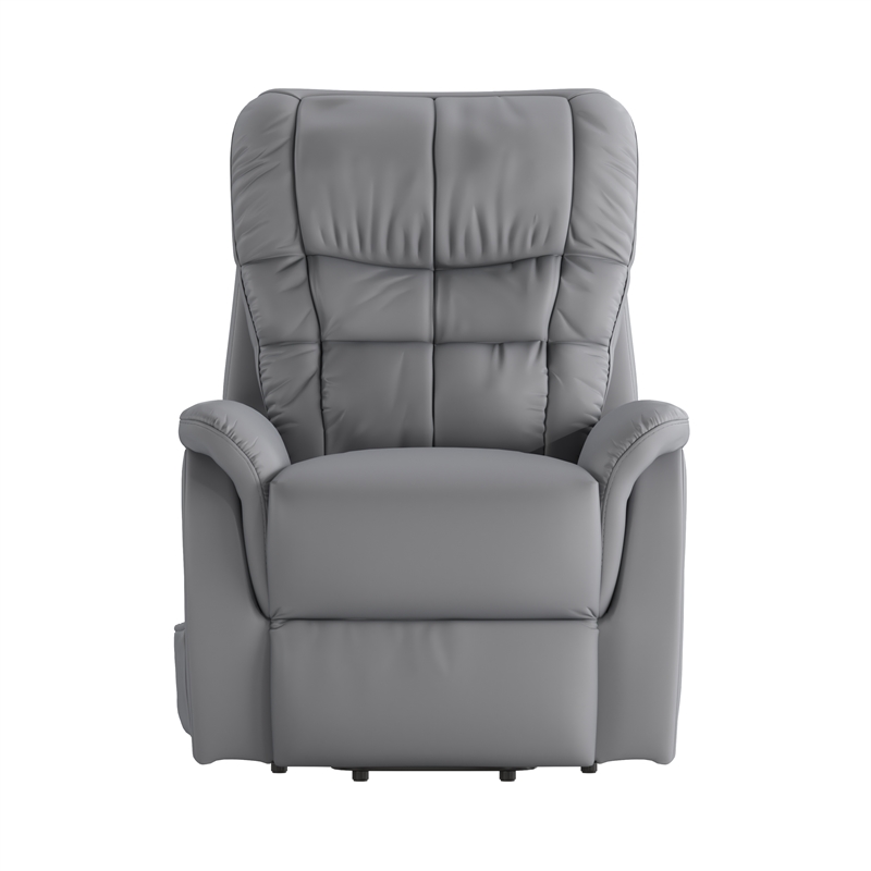 Gray LeatherSoft Remote Powered Lift Recliner for Elderly - Medical Furniture