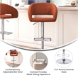 Cognac Vinyl Adjustable Height Barstool with Rounded Mid-Back and Chrome Base