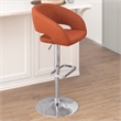 Cognac Vinyl Adjustable Height Barstool with Rounded Mid-Back and Chrome Base