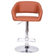 Cognac Vinyl Adjustable Height Barstool with Rounded Mid-Back and Chrome Base