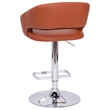Cognac Vinyl Adjustable Height Barstool with Rounded Mid-Back and Chrome Base