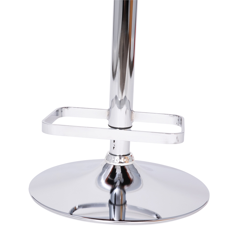 Cognac Vinyl Adjustable Height Barstool with Rounded Mid-Back and Chrome Base