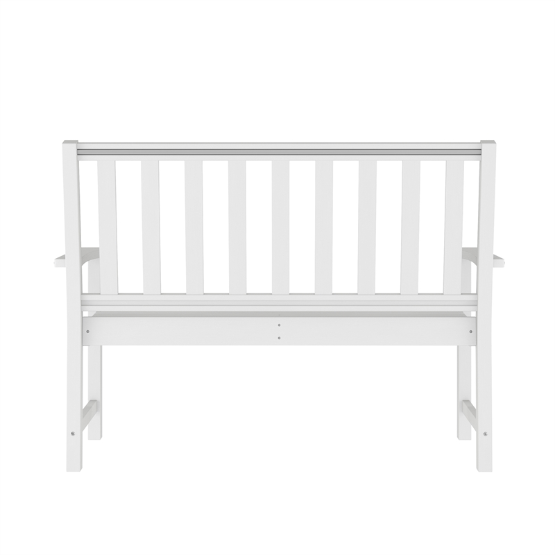 All Weather Heavy Duty Commercial Recycled HDPE Bench with Curved Seat in White