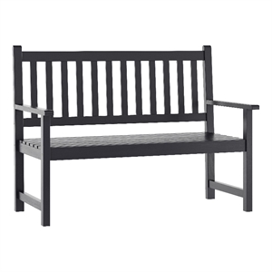 Commercial Indoor/Outdoor 2-Person Patio Acacia Wood Bench Loveseat in Black