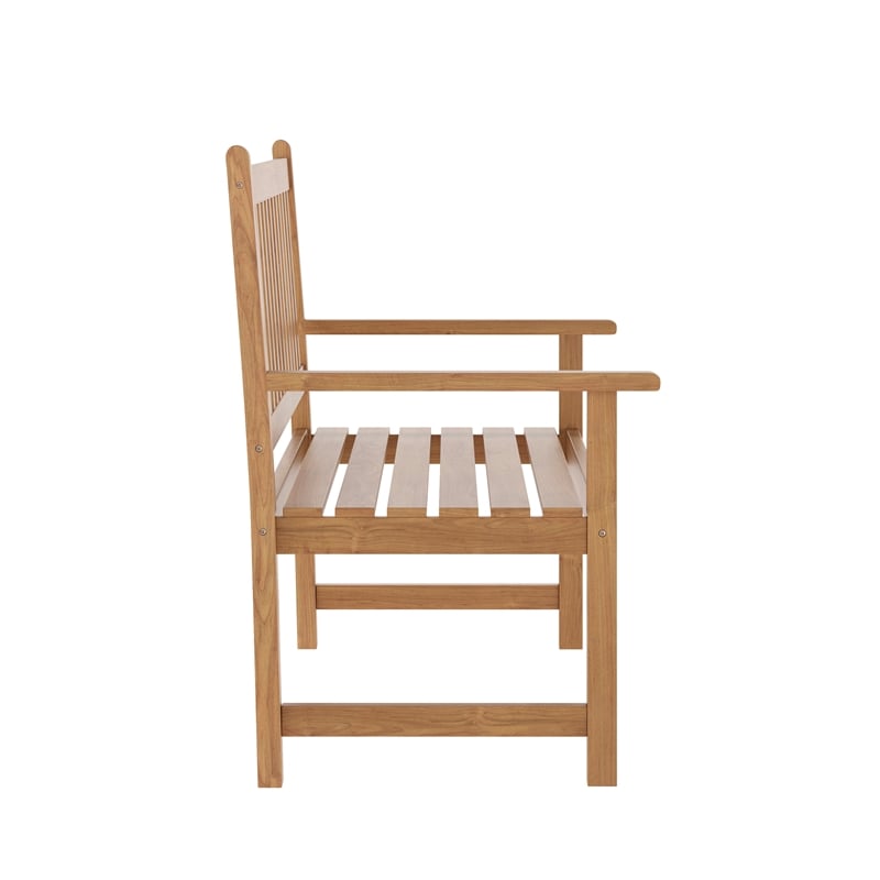 Commercial Indoor/Outdoor 2-Person Patio Acacia Wood Bench Loveseat in Brown