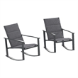 Set of 2 All Weather Flex Comfort Rocking Chairs with Metal Frames-Black/Black