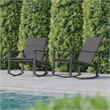 Set of 2 All Weather Flex Comfort Rocking Chairs with Metal Frames-Black/Black