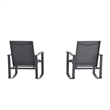 Set of 2 All Weather Flex Comfort Rocking Chairs with Metal Frames-Black/Black