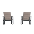 Set of 2 All Weather Flex Comfort Rocking Chairs with Metal Frames-Brown/Black