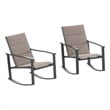 Set of 2 All Weather Flex Comfort Rocking Chairs with Metal Frames-Brown/Black