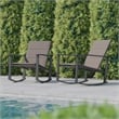 Set of 2 All Weather Flex Comfort Rocking Chairs with Metal Frames-Brown/Black