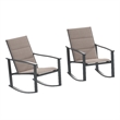 Set of 2 All Weather Flex Comfort Rocking Chairs with Metal Frames-Brown/Black
