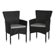 Indoor/Outdoor Black Wicker Wrapped Steel Frame Patio Chairs & Cream Cushions