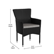 Indoor/Outdoor Black Wicker Wrapped Steel Frame Patio Chairs & Cream Cushions