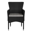 Indoor/Outdoor Black Wicker Wrapped Steel Frame Patio Chairs & Cream Cushions