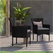 Indoor/Outdoor Black Wicker Wrapped Steel Frame Patio Chairs & Cream Cushions