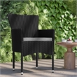 Indoor/Outdoor Black Wicker Wrapped Steel Frame Patio Chairs & Cream Cushions