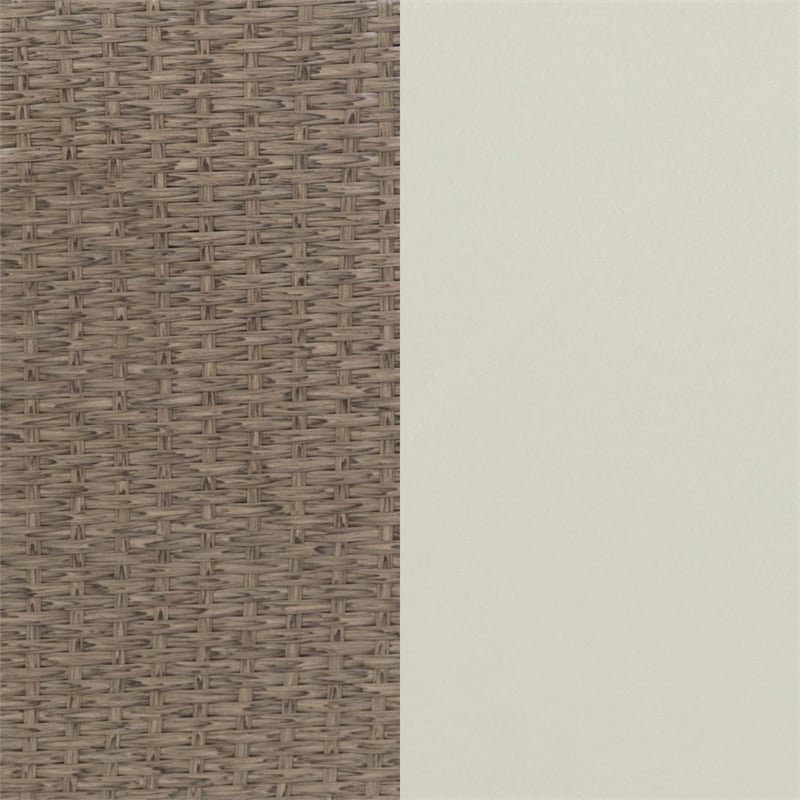 Indoor/Outdoor Wicker Rattan Recliner with Flip-Up Side Table in Beige & Brown