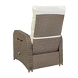 Indoor/Outdoor Wicker Rattan Recliner with Flip-Up Side Table in Beige & Brown