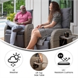 Indoor/Outdoor Wicker Rattan Recliner with Flip-Up Side Table in Gray