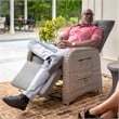 Indoor/Outdoor Wicker Rattan Recliner with Flip-Up Side Table in Gray